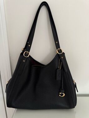 Coach Bella Medium Leather Shoulder Bag with Gold Hardware